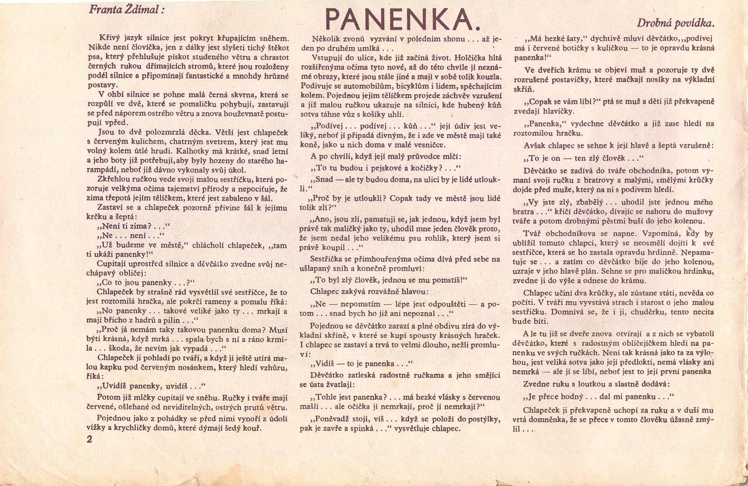 panenka - drobná povídka